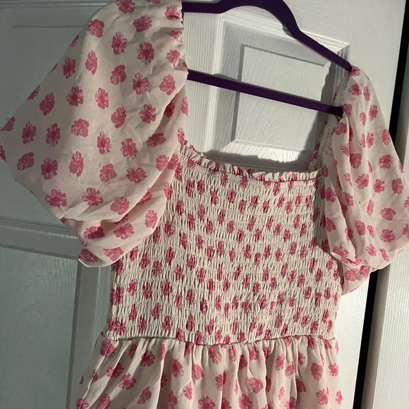 Francesca's Pink Smocked Puff Sleeve Maxi Dress - Picture 5 of 9